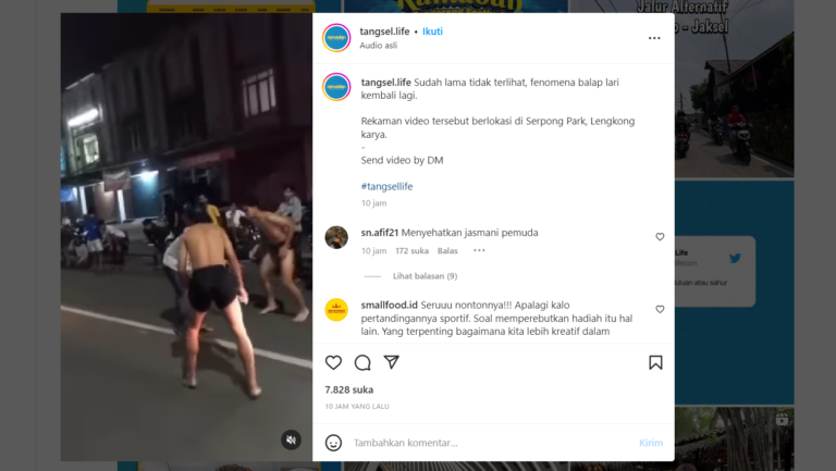 Viral Pemuda Tangsel Gelar Balap Lari di Serpong Dianggap Bagus dari pada Balap Liar