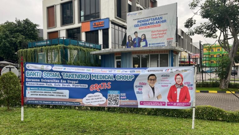Takenoko Medical Group bekerjasama dengan Universitas Esa Unggul akan menggelar CSR kesehatan gratis untuk masyarakat Tangerang, 28 September 2025. (Foto: Ist)