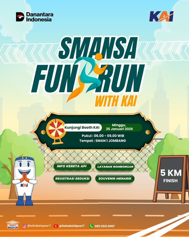 KAI Daop 7 Madiun Hadir Lebih Dekat dalam Event “Smansa Fun Run With KAI” di Kota Jombang