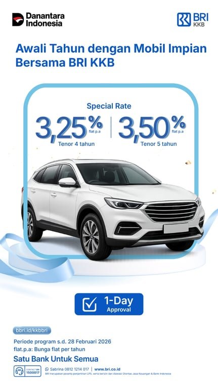 Pasar Mobil Baru Awal Tahun Menguat,  BRI Finance Hadirkan Solusi Pembiayaan Kompetitif
