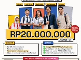 Beasiswa Gerak Tumbuh 2026 Resmi Dibuka: Rp20.000.000/Semester untuk Semua Jenjang Pendidikan Tanpa Syarat IPK
